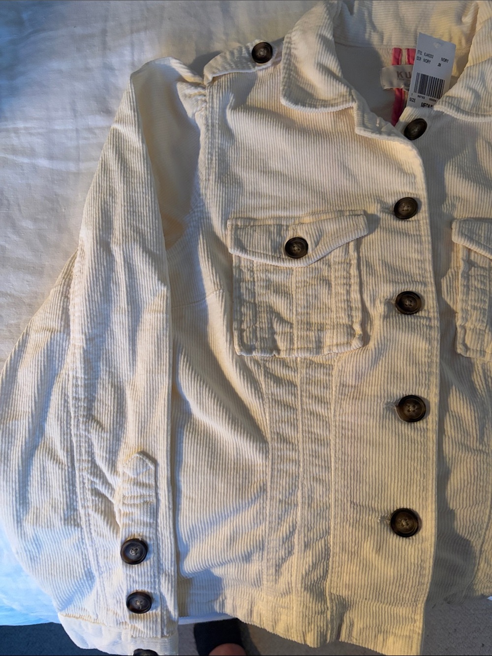 NWT Kut from the Kloth Cream Button-Up Corduroy Jacket size M